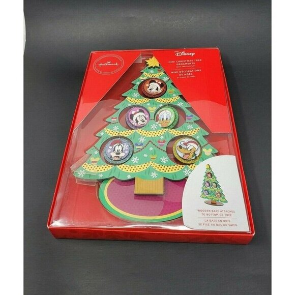 Hallmark Disney Wooden 5 Ornament Set With Mini Christmas Tree Display - Picture 2 of 7